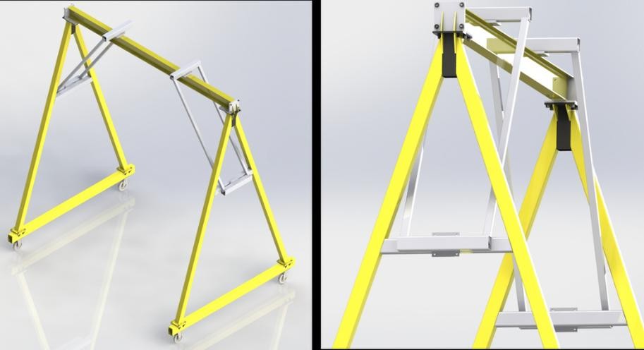 3D render of an industrial gantry crane by AJ Servicios Técnicos